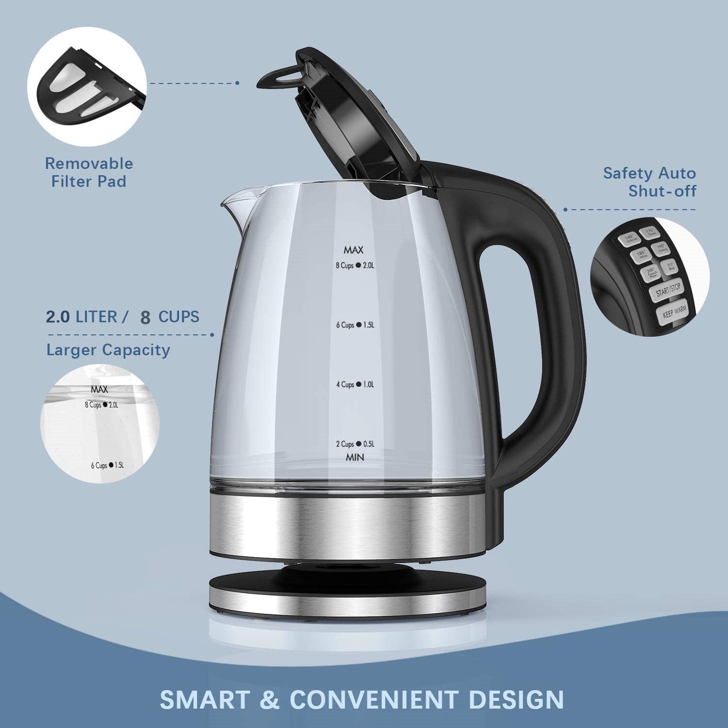 ZANDA-Smart temperature control electric kettle