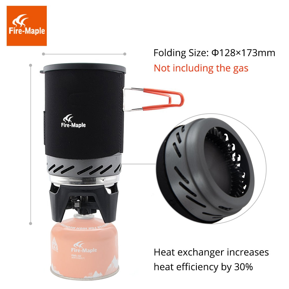 ZANDA-Camping Stove Outdoor Hiking Cooking System with Stove Heat Exchanger Pot & Bowl Portable Gas Burner