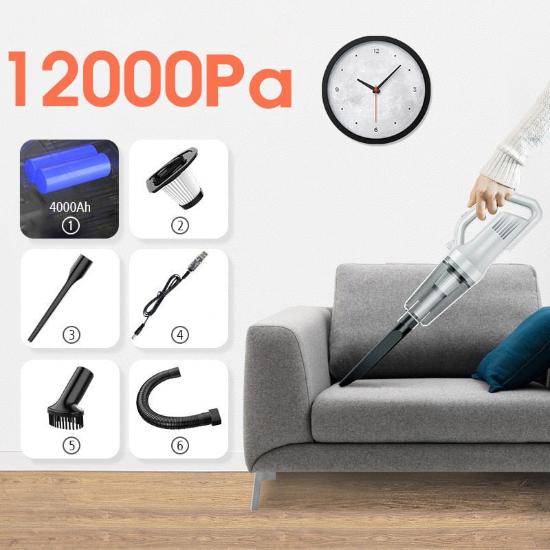 ZANDA-9000Pa/12000Pa Big Suction USB Chargable Handheld Mini Wireless Vertical Washing Vacuum Cleaner for Household Appliances Vacuum
